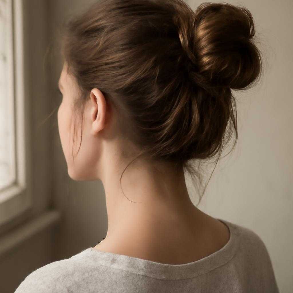 собранные волосы