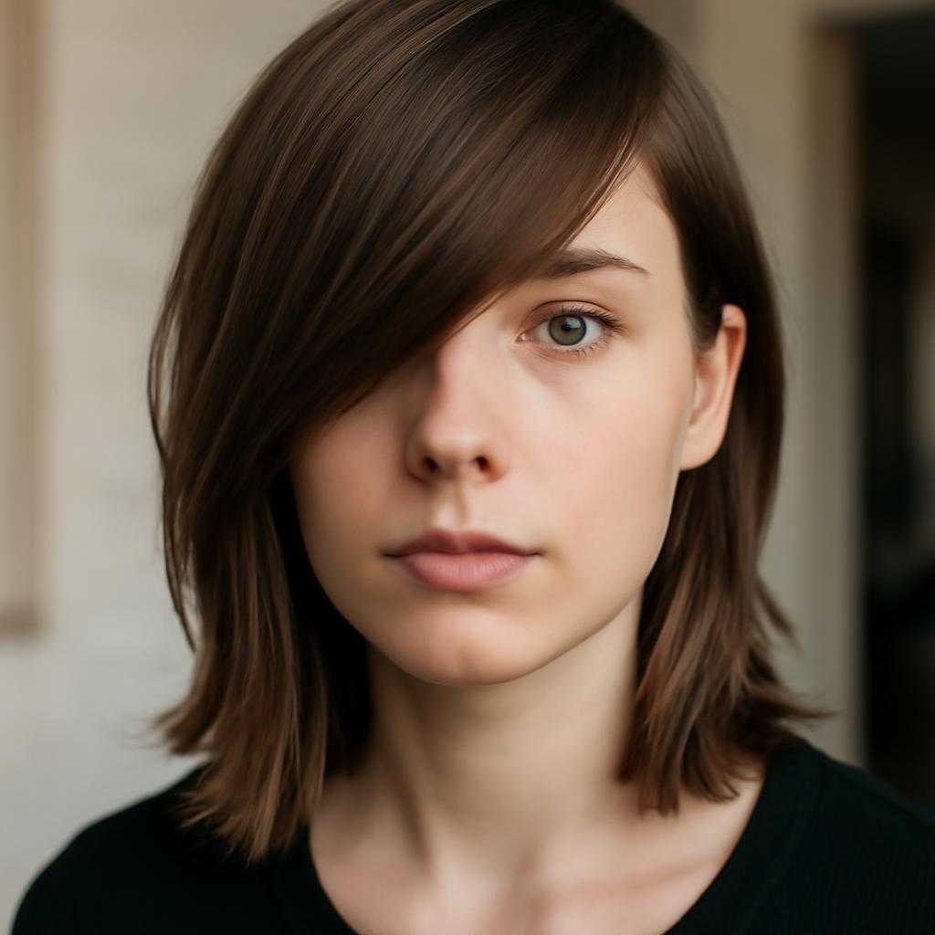 косая челка